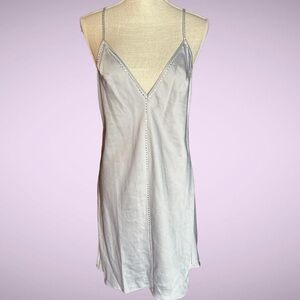 silver satin Victoria’s Secret slip dress
